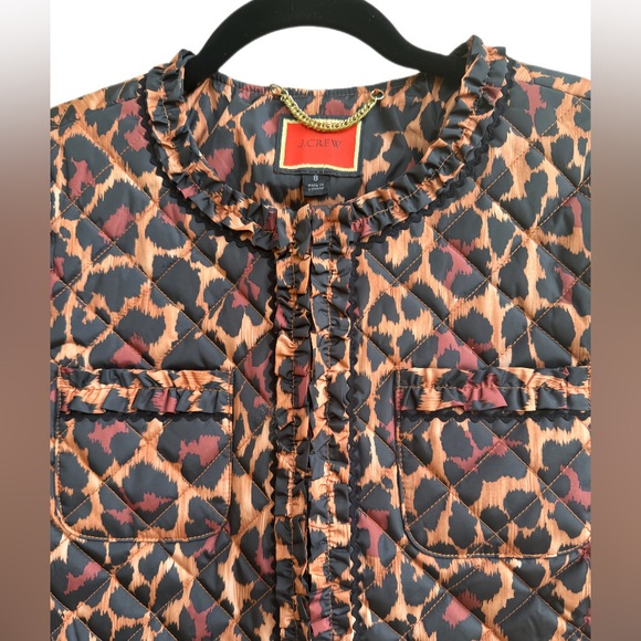 J. Crew Quilted Lady Jacket In Leopard With Primaloft® in Brown NWT Sz 8 - Picture 10 of 15